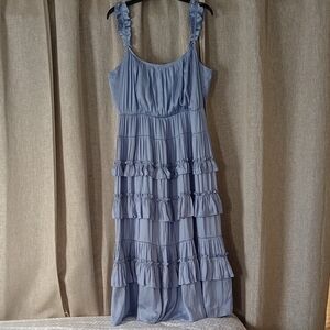 Astr Light Blue Ruffle Tiered Maxi Dress